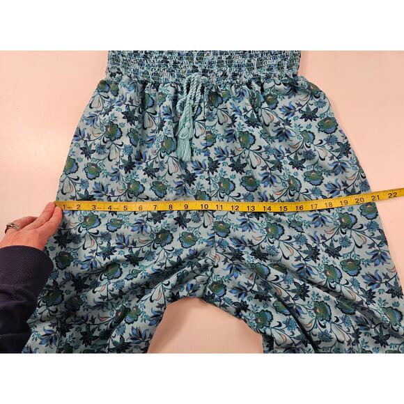 BOG Darcy jumper LOOK blue floral Flare boho summer one piece whimsical fun L - Picture 9 of 12